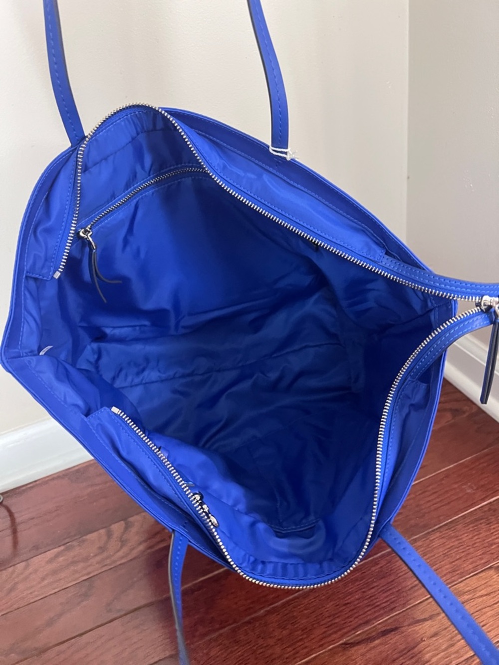 TORY BURCH• Blue Nylon Tote Bag - Picture 4 of 12